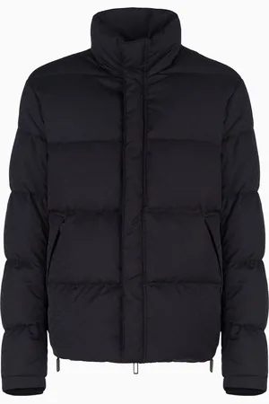 Emporio Armani Gesteppte Daunenjacke mit Allover-Adler aus Jacquard