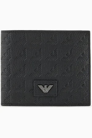 Emporio Armani Portemonnaie mit Münzfach aus Leder geprägt mit Allover-Adler