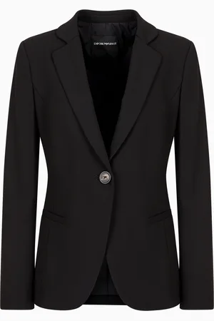 Emporio Armani Einreihiges Sakko aus Wolle mit Grain-de-poudre-Muster