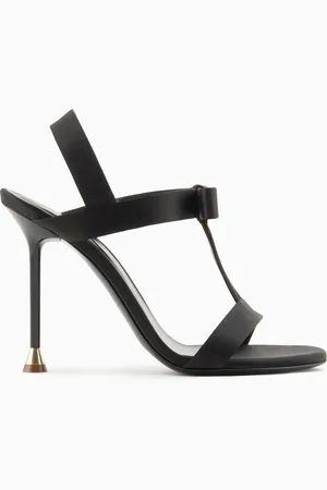 Giorgio Armani T-Bar-Sandalen mit Schleife, gefertigt aus gebürstetem Leder
