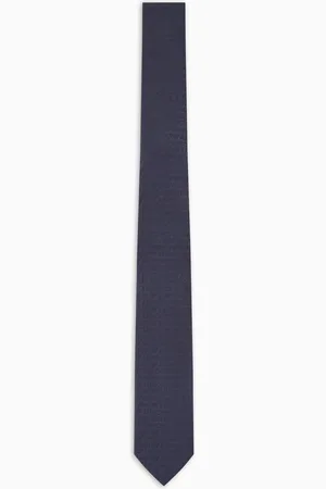 Emporio Armani Krawatte aus reinem Seidenjacquard mit Allover-Logo-Schriftzug