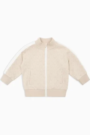 Emporio Armani ASV Sweatshirt mit Stehkragen und Reißverschluss, in Jersey in Jacquard-Verarbeitung mit Allover-Adler in Jacquard-Verarbeitung