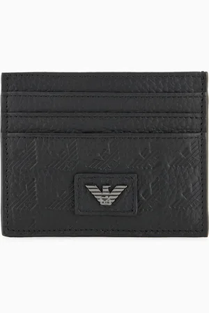 Emporio Armani Kartenetui aus Leder geprägt mit Allover-Adler