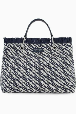 Emporio Armani Mittelgroßer Shopper MyEA aus geflochtenen Panama-Strohfasern
