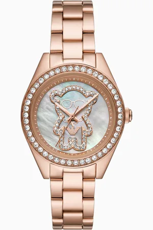 Emporio Armani Dreizeigeruhr mit Armband aus roségoldfarbenem Edelstahl