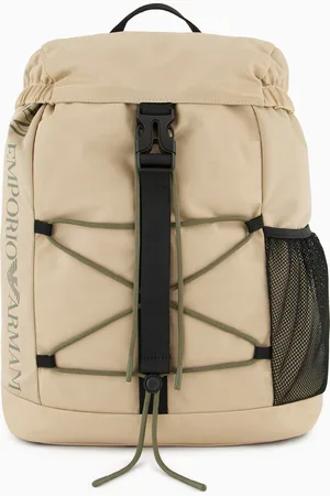 Emporio Armani Rucksack aus Nylon mit Riemen und gekreuztem Kordeldetail