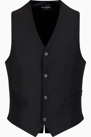 Emporio Armani Einreihige Weste aus gekämmter Schurwolle
