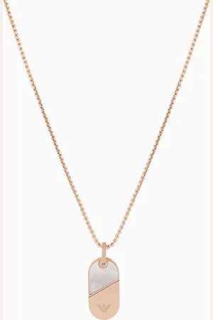 Emporio Armani Kette mit Plakette aus roségoldfarbenem Edelstahl