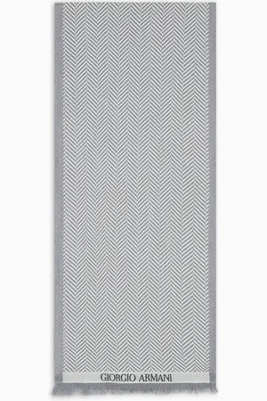 Giorgio Armani Woll-Schal mit Fischgrat-Motiv in Jacquard-Stoff-Verarbeitung