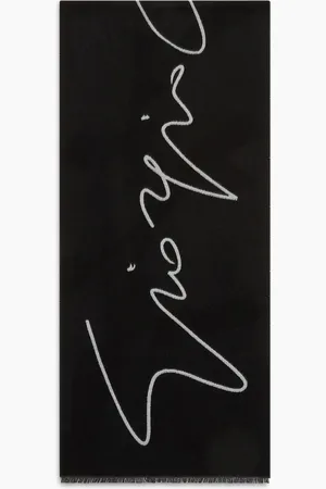 Giorgio Armani Zweifarbiger Schal aus Wolle und Seide mit Logo-Schriftzug