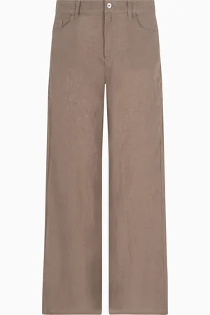 Emporio Armani Hose J33 mit mittelhohem Bund und ausgestelltem, verkürztem Bein aus reinem Leinen