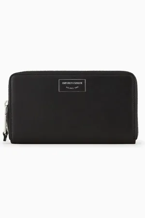 Emporio Armani ASV Portemonnaie mit Rundum-Reißverschluss aus organischem Leder