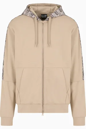 EA7 Logo Series Sweatshirt mit Kapuze aus Baumwollmischgewebe