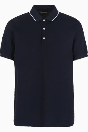 Emporio Armani Poloshirt aus merzerisiertem Jersey mit Allover-Adler aus Jacquard