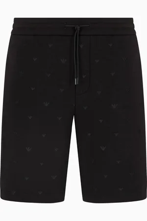 Emporio Armani Bermudashorts aus doppellagigem Jersey mit durchgehender Mikroadler-Stickerei