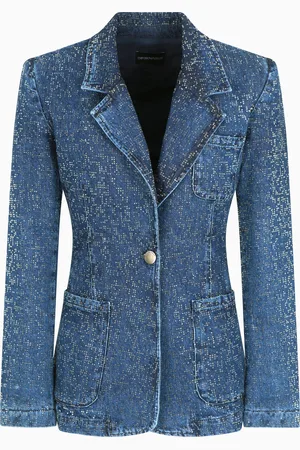 Emporio Armani Denim-Blazer mit Allover-Strasssteinen