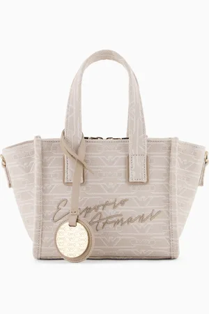 Emporio Armani Kleiner Shopper aus Canvas mit durchgehendem Monogramm aus Jacquard-Stoff