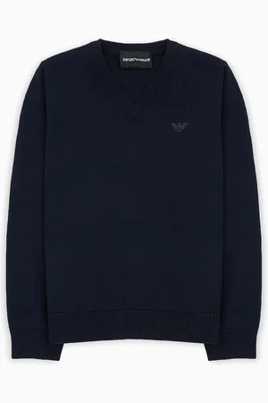 Emporio Armani Pullover mit Polokragen aus Baumwolle in Rippenstichverarbeitung