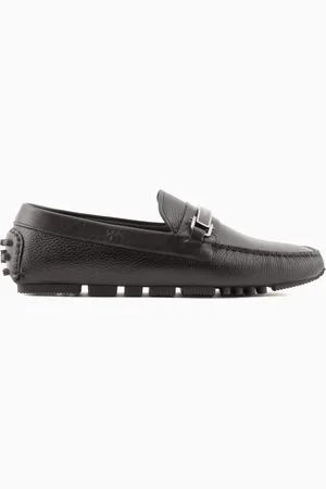 Emporio Armani Driver-Mokassins aus genarbtem Leder mit Steigbügeldetail