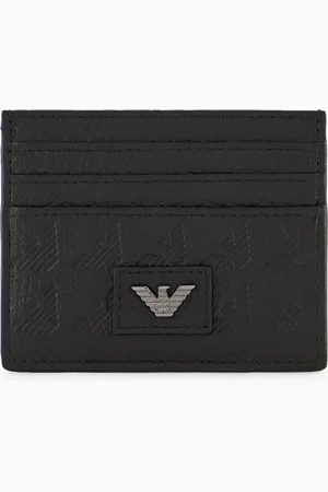 Emporio Armani Kartenetui aus Leder geprägt mit Allover-Adler