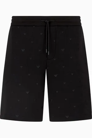 Emporio Armani Bermudashorts aus doppellagigem Jersey mit durchgehender Mikroadler-Stickerei