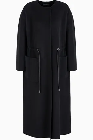 Emporio Armani Mantel aus Schurwolle mit Kordelzug in der Taille