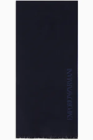 Emporio Armani Schal aus Wolle mit Logo-Schriftzug in Jacquard