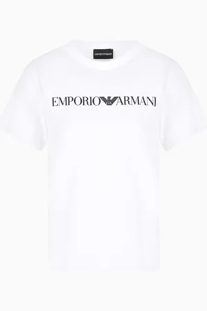 Emporio Armani T-Shirt aus Bio-Jersey mit ASV Logo-Print