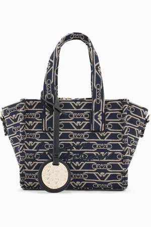 Emporio Armani Kleiner Shopper aus Canvas mit durchgehendem Monogramm aus Jacquard-Stoff