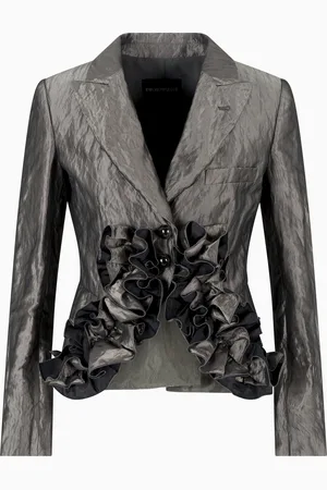 Emporio Armani Blazer mit dekorativen Rüschen aus Memory-Taft