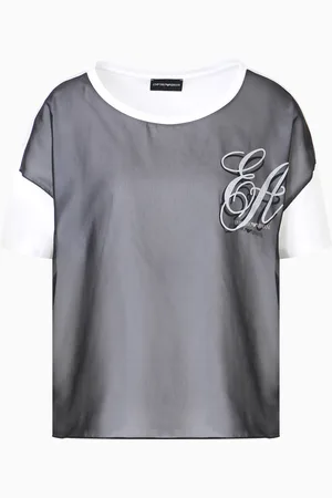 Emporio Armani ASV T-Shirt aus Jersey mit Einsatz aus Chiffon und EA-Logo