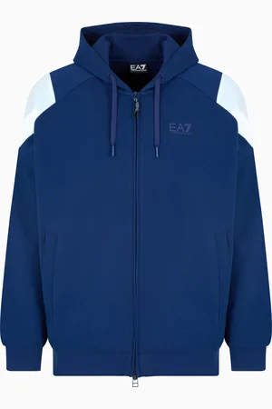 EA7 7 Lines Sweatshirt mit Kapuze aus Baumwolle