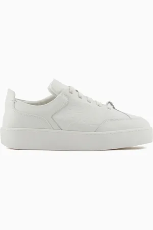 Emporio Armani Sneaker aus Leder mit Hirsch-Print und Monogramm-Detail