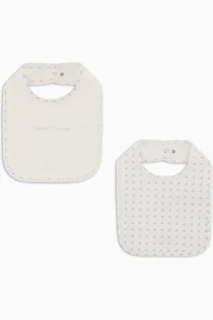 Emporio Armani 2er-Pack Lätzchen aus Jersey mit Logo und Adler im Optical-Muster