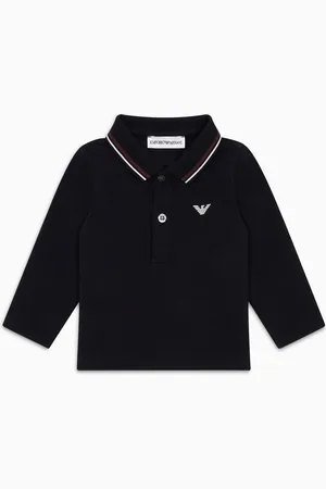 Emporio Armani Poloshirt mit langen Ärmeln aus Pikee mit Stretchanteil und profiliertem Kragen
