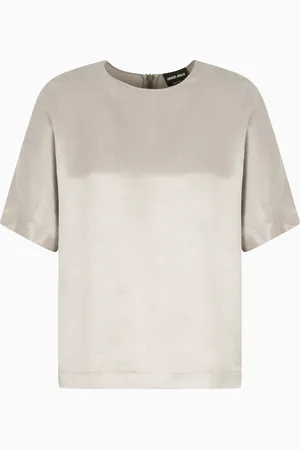Giorgio Armani Bluse mit Rundhalsausschnitt, gefertigt aus Viskose und Cupro