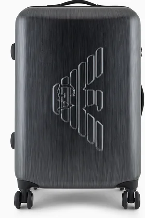 Emporio Armani Mittelgroßer Trolley aus ABS mit Maxi-Adler in Relief-Optik