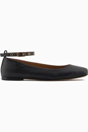 Emporio Armani Ballerinas aus Nappa mit eckiger Zehenpartie und Riemen