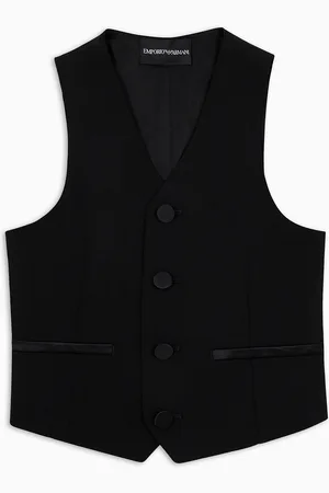 Emporio Armani Einreihige Weste aus Wollfresko mit Satindetails