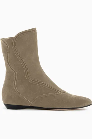 Giorgio Armani Veloursleder-Stiefeletten mit Stickerei