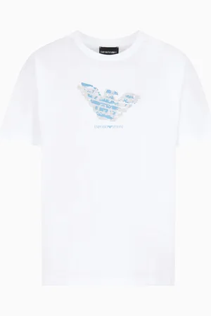 Emporio Armani T-Shirt aus Baumwolljersey mit Devoré-Logo