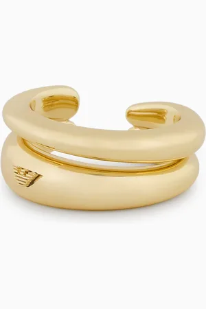 Emporio Armani Ring mit zentralem Punkt aus goldfarbenem Messing
