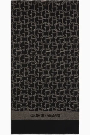 Giorgio Armani Schal aus Wolle mit Monogramm in Jacquard-Stoff-Verarbeitung