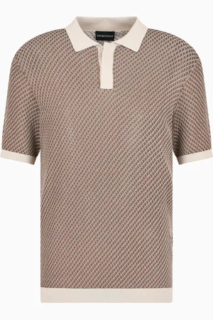 Emporio Armani Poloshirt aus Jacquard-Stoff mit Mikromuster