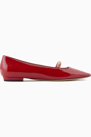 Emporio Armani Ballerinas aus Lackleder mit spitzer Zehenpartie und Adler-Plakette