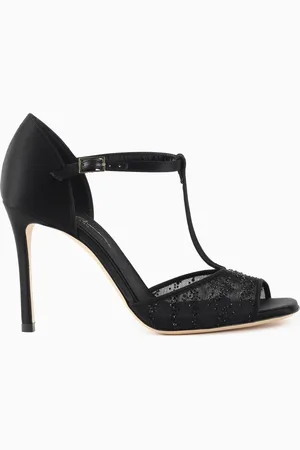 Giorgio Armani T-Steg-Sandale aus Mesh und Strasssteinen