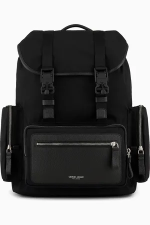 Giorgio Armani Rucksack aus recyceltem Nylon und genarbtem Leder