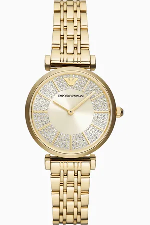 Emporio Armani Zweizeigeruhr mit Armband aus goldfarbenem Edelstahl