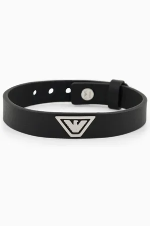 Emporio Armani Armband mit Riemen aus schwarzem Leder