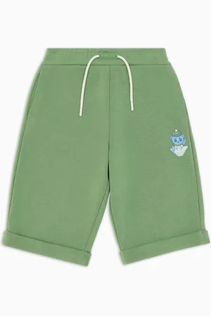 Emporio Armani ASV Locker sitzende Bermudashorts aus Bio-Jersey mit Manga Bear Crew Print